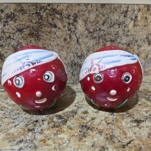 Vintage Japan Anthropomorphic Strawberry Salt & Pepper Shakers